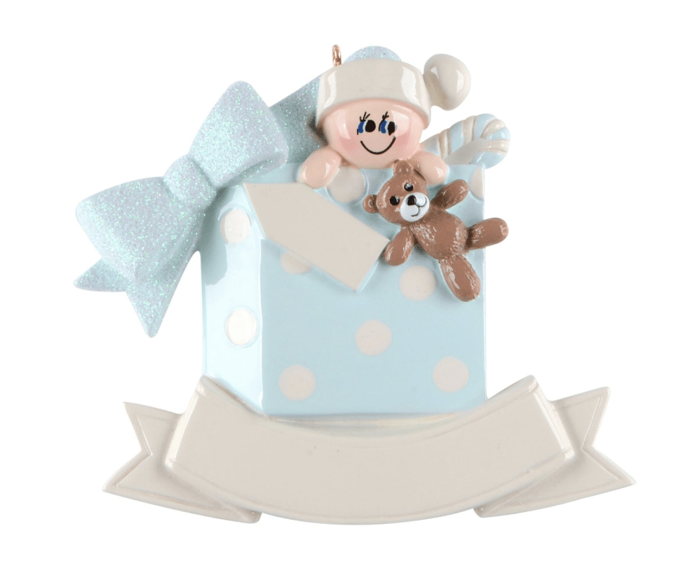 Blue Baby Gift Box Ornament